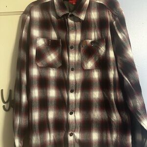 Coleman Red and Black Plaid Casual Button Down Shirt
